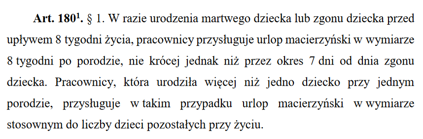 kodeks pracy a urlop macierzyński po poronieniu